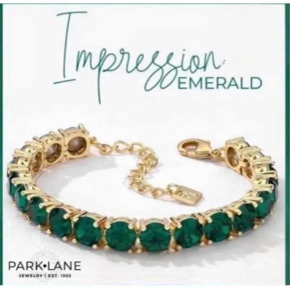 Park Lane Emerald Green and Gold Bracelet - Picture 3 of 3